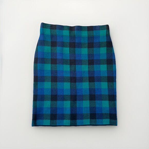 Chaps NWT Tartan Plaid Knit Pencil Straight Skirt Size Medium Preppy Academia - Picture 2 of 9